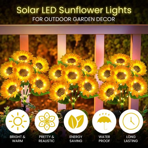 Solar LED Sunflower Lights for Outdoor Garden Decor