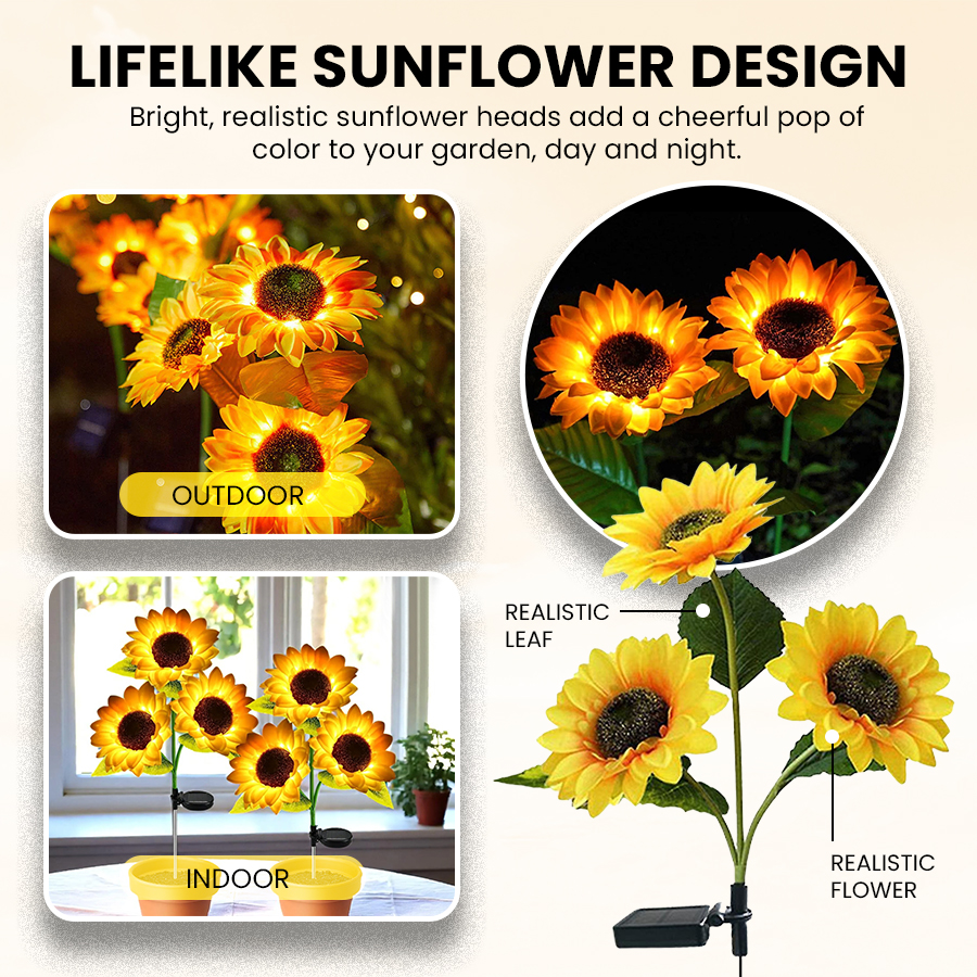 Solar LED Sunflower Lights for Outdoor Garden Decor