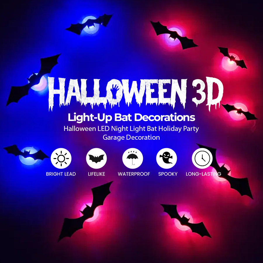 Halloween 3D Light-Up Bat Decorations