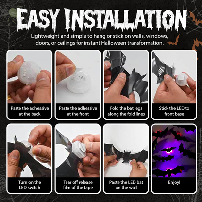 Halloween 3D Light-Up Bat Decorations