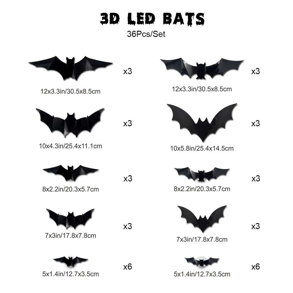 Halloween 3D Light-Up Bat Decorations