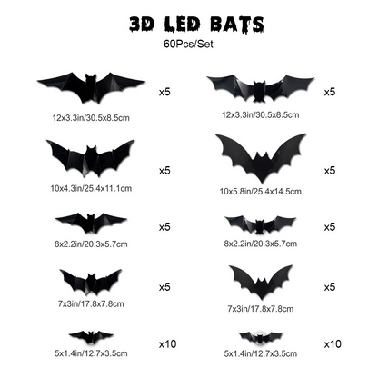 Halloween 3D Light-Up Bat Decorations