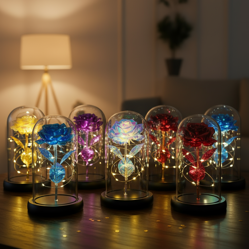 Simulated Gold Foil Rose & Preserved Flower